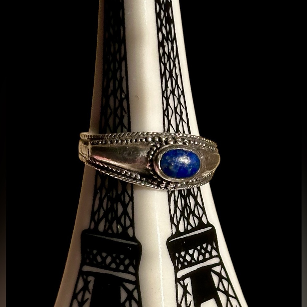 Stamped 925 Vintage Navajo Lapis Ring